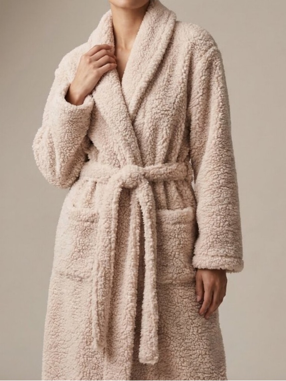 Pottery Barn beige teddy robe